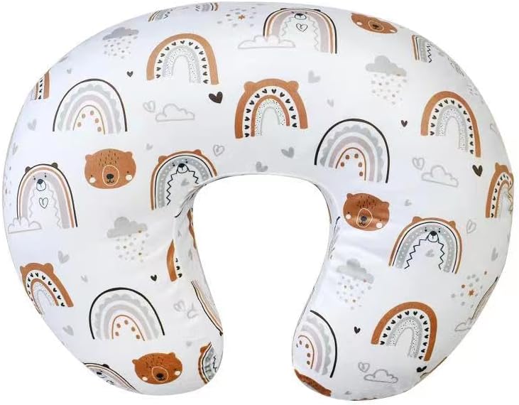 iEvolve Minky Nursing Pillow Cover Breast Feeding Pillow Cover Slipcover U Shape for Baby Boy Girl,Cover Only(RainbowBear) - Image 1